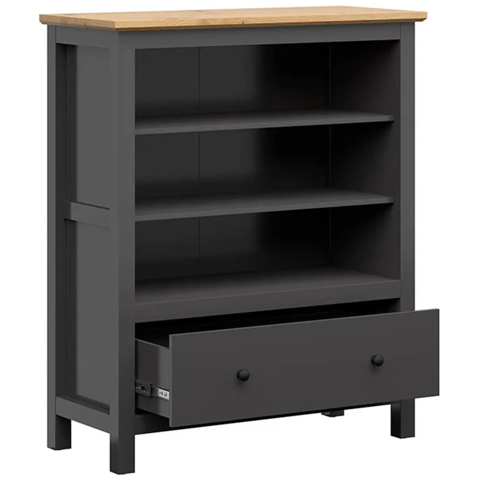 Credenza 101x121h cm 1 cassetto nero grafite rovere chiaro Holga