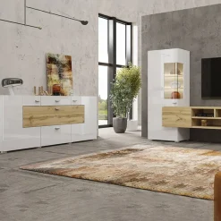 Credenza 165x71h cm moderna bianco rovere Maserati