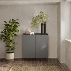 Credenza 121x126h cm moderna grigio scuro antracite Jonson