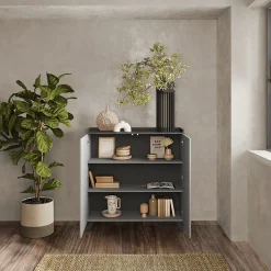 Credenza 121x126h cm moderna grigio scuro antracite Jonson