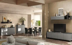 Credenza 121x126h cm moderna grigio scuro antracite Jonson