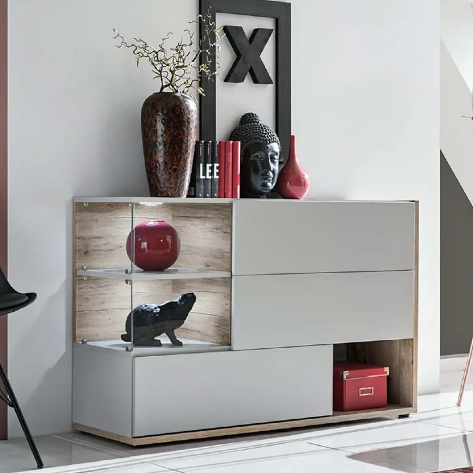 Credenza 120x77h cm moderna quercia grigio opaco Oviedo Gihome®