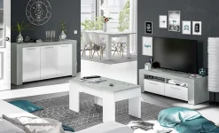 Credenza 144x80h cm moderna soggiorno bianco cemento Zante