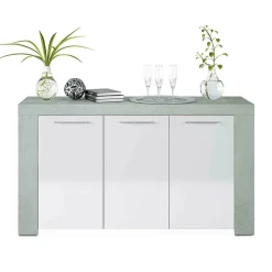Credenza 144x80h cm moderna soggiorno bianco cemento Zante