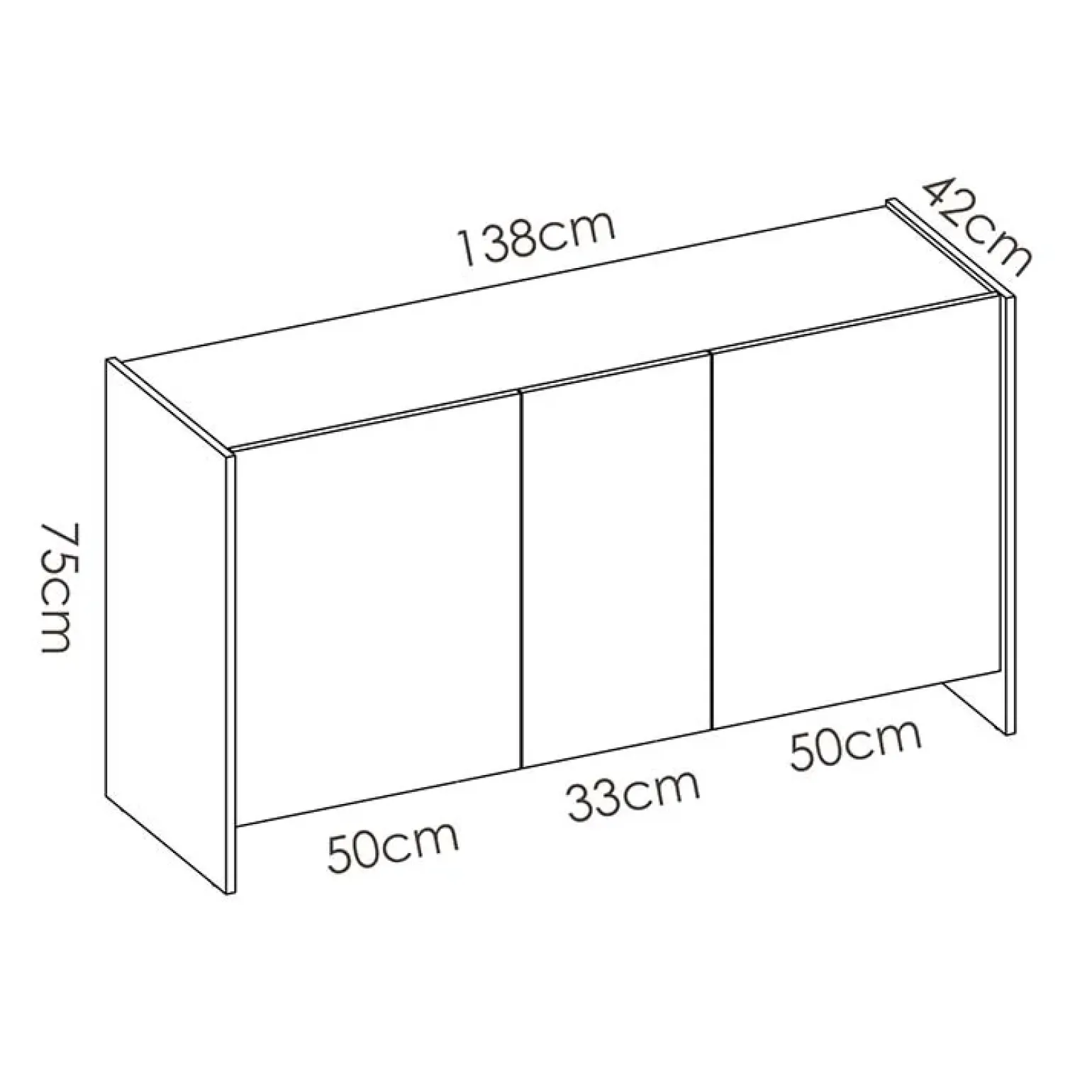 Credenza 138x75h cm moderna soggiorno bianco opaco rovere Norton