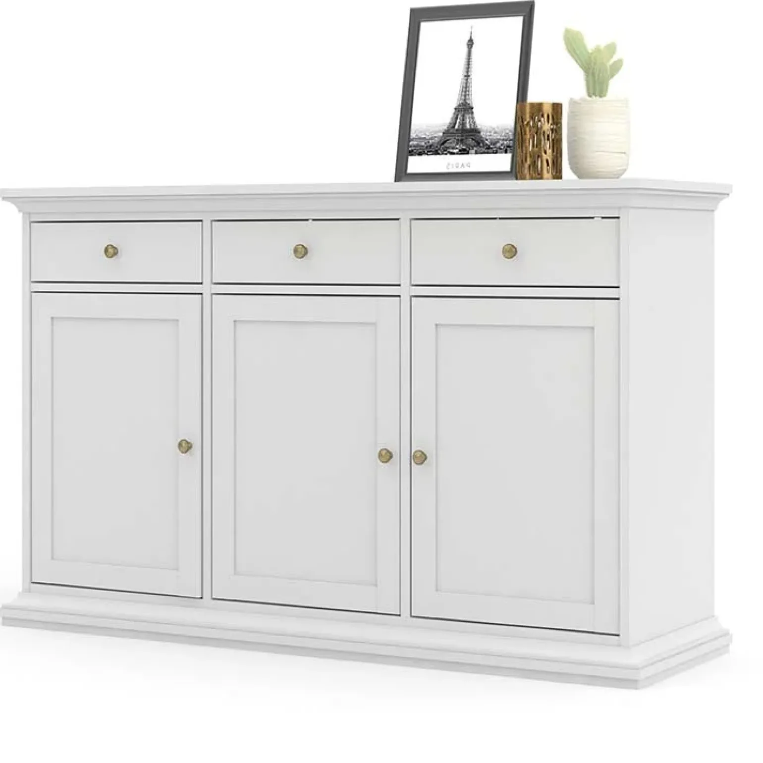 Credenza 143x92h cm shabby bianco opaco Avignon Gihome®