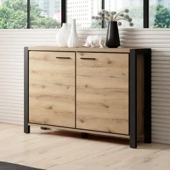 Credenza 112x91h cm soggiorno industrial quercia nero opaco Neive
