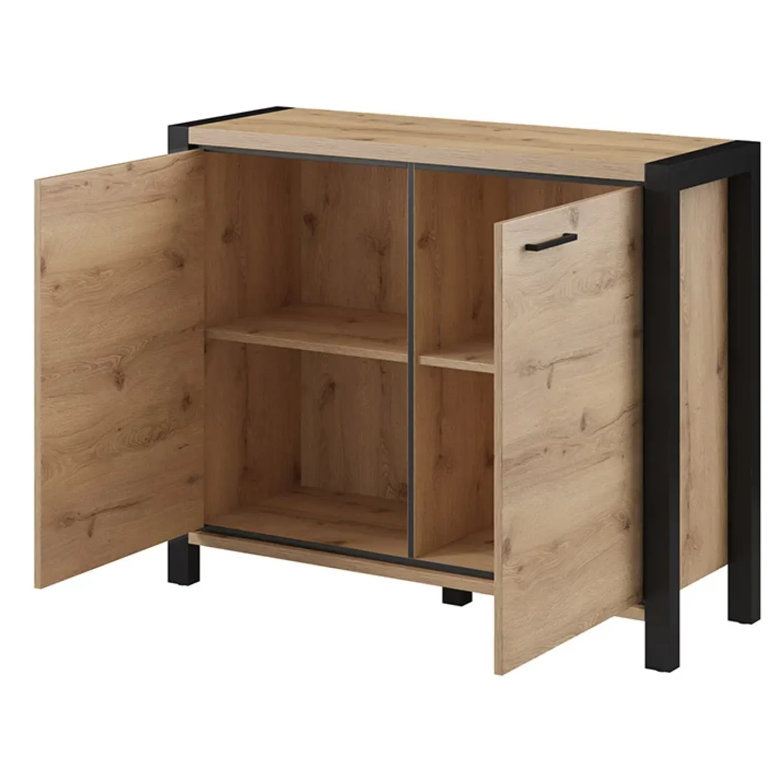 Credenza 112x91h cm soggiorno industrial quercia nero opaco Neive