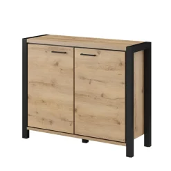 Credenza 112x91h cm soggiorno industrial quercia nero opaco Neive