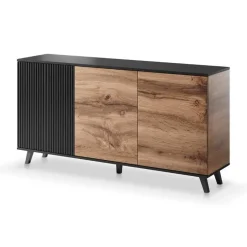 Credenza 160x82h cm soggiorno design industrial rovere nero Nandina