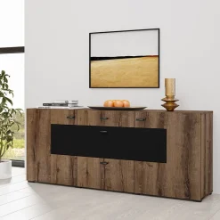 Credenza 165x71h moderna cm rovere scuro nero Maserati