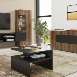 Credenza 165x71h moderna cm rovere scuro nero Maserati
