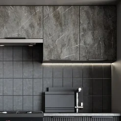 Cucina 240cm completa componibile moderna marmo nero grigio Yangon