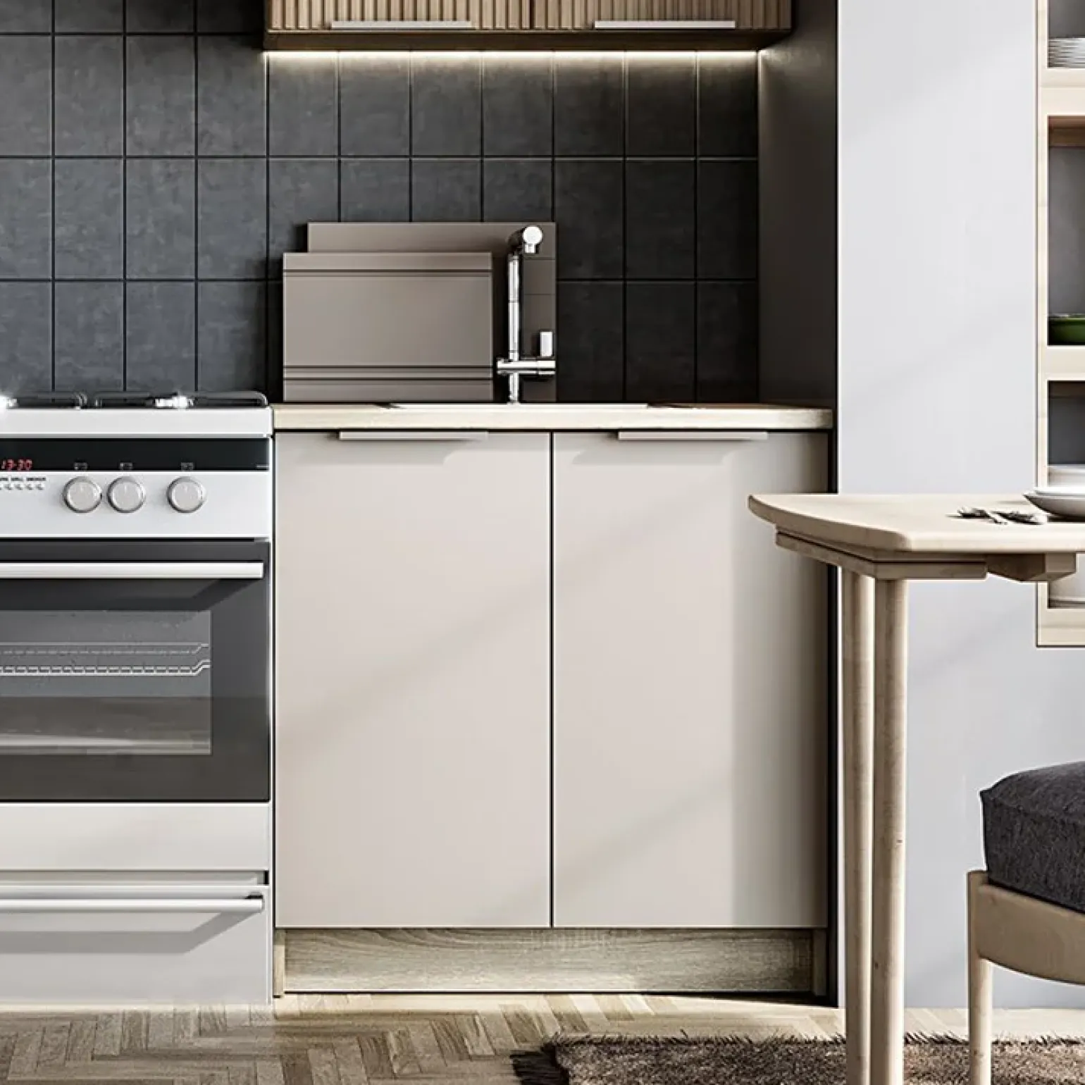 Cucina 240cm completa componibile moderna grigio rovere sonoma Taipei