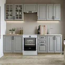 Cucina 240cm completa moderna shabby componibile grigio rovere Oxford