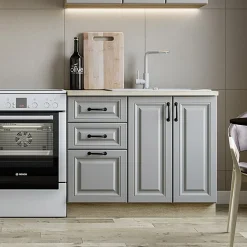 Cucina 240cm completa moderna shabby componibile grigio rovere Oxford