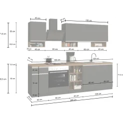 Cucina 255cm componibile lineare moderna antracite grigio pietra Gourmet Elegance