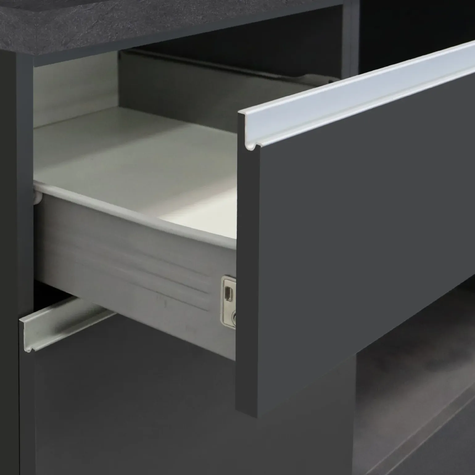 Cucina 255cm componibile lineare moderna antracite grigio pietra Gourmet Prestige