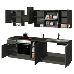 Cucina 255cm componibile lineare moderna antracite grigio pietra Gourmet Pure