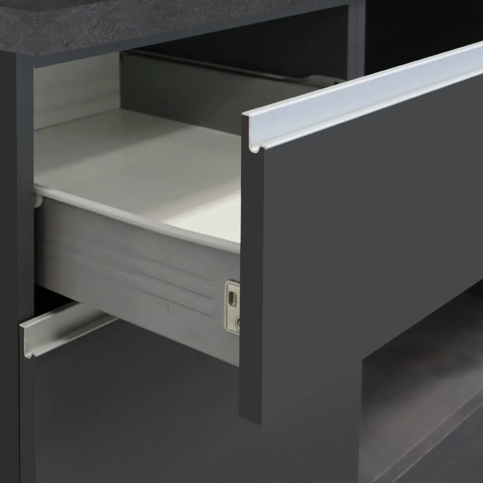 Cucina 255cm componibile lineare moderna antracite grigio pietra Gourmet Pure