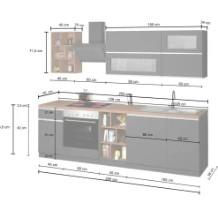 Cucina 255cm componibile lineare moderna bianco rovere Gourmet Prestige