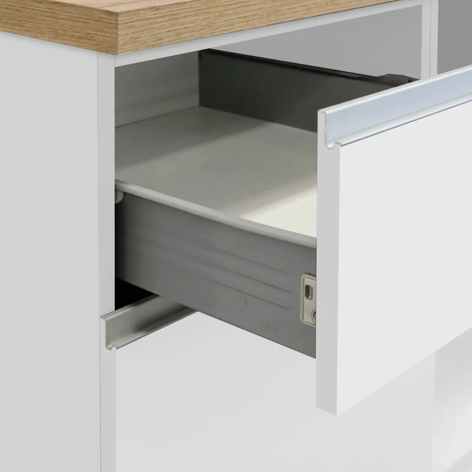 Cucina 255cm componibile lineare moderna bianco rovere Gourmet Pure
