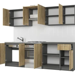 Cucina 240cm moderna componibile lineare quercia antracite Urban