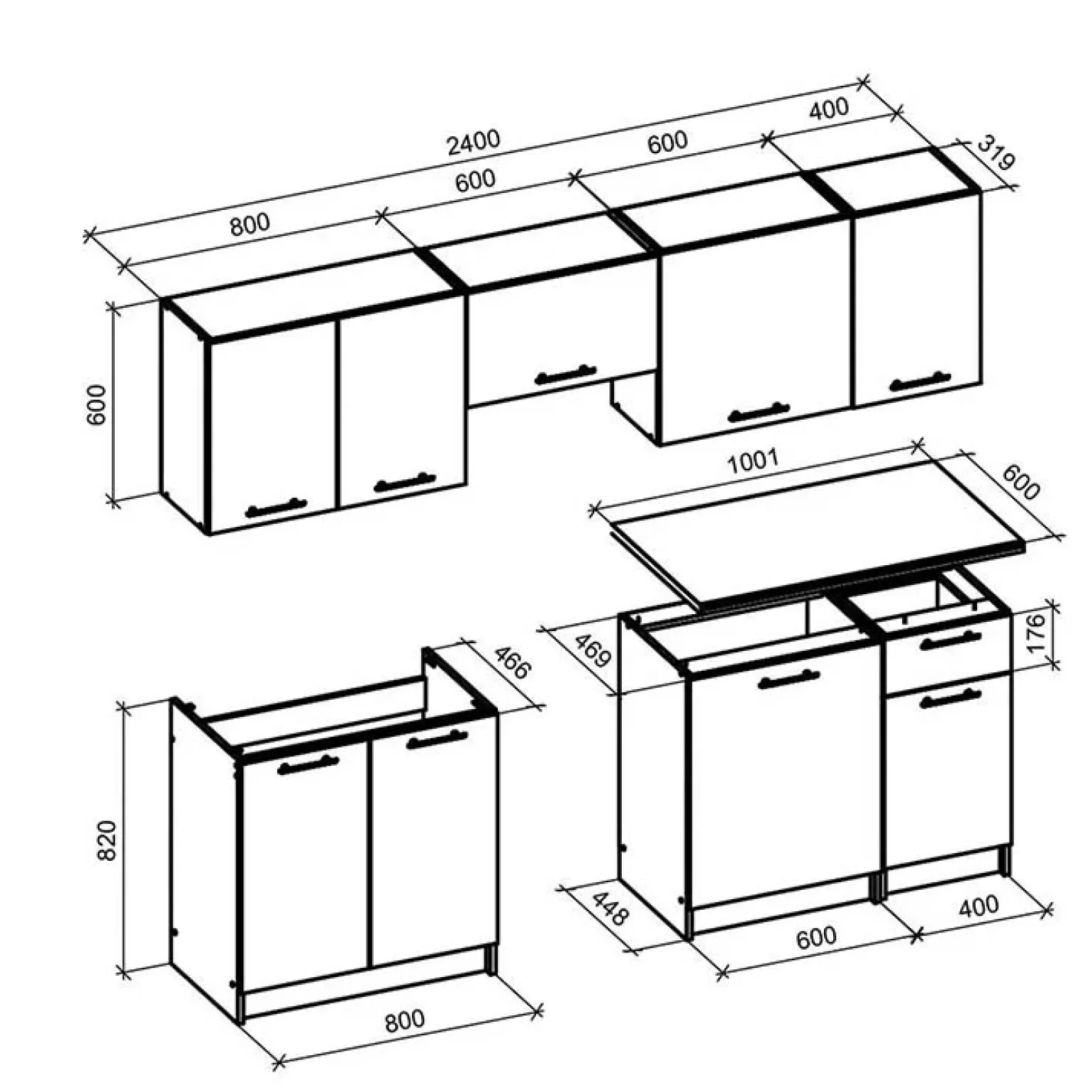 Cucina 240cm moderna componibile bianca rovere Urban