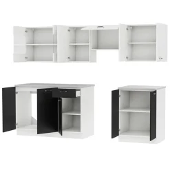 Cucina 240cm moderna componibile lineare bianco nero Wine