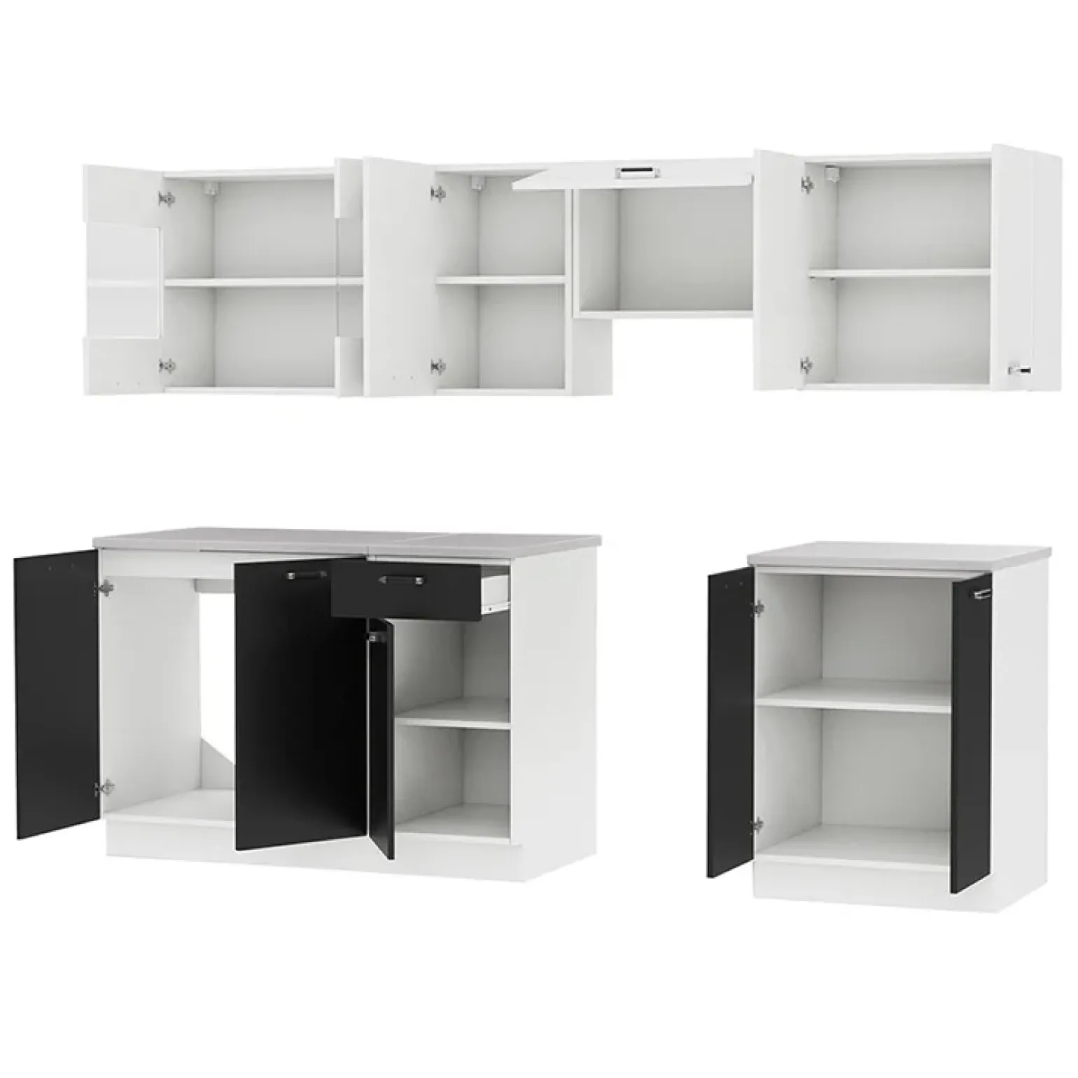 Cucina 240cm moderna componibile lineare bianco nero Wine