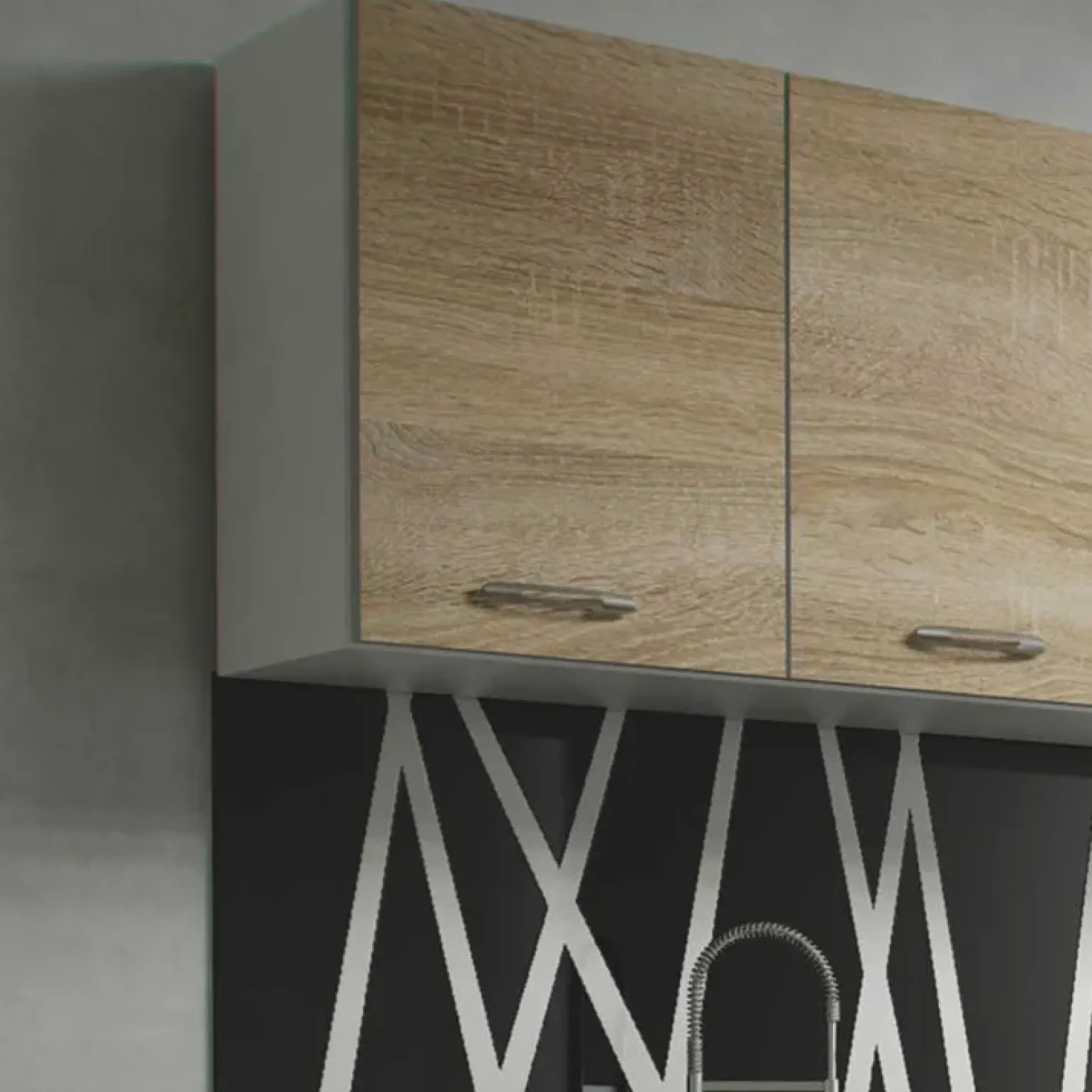 Cucina 260cm moderna lineare componibile rovere bianco vetro Cook