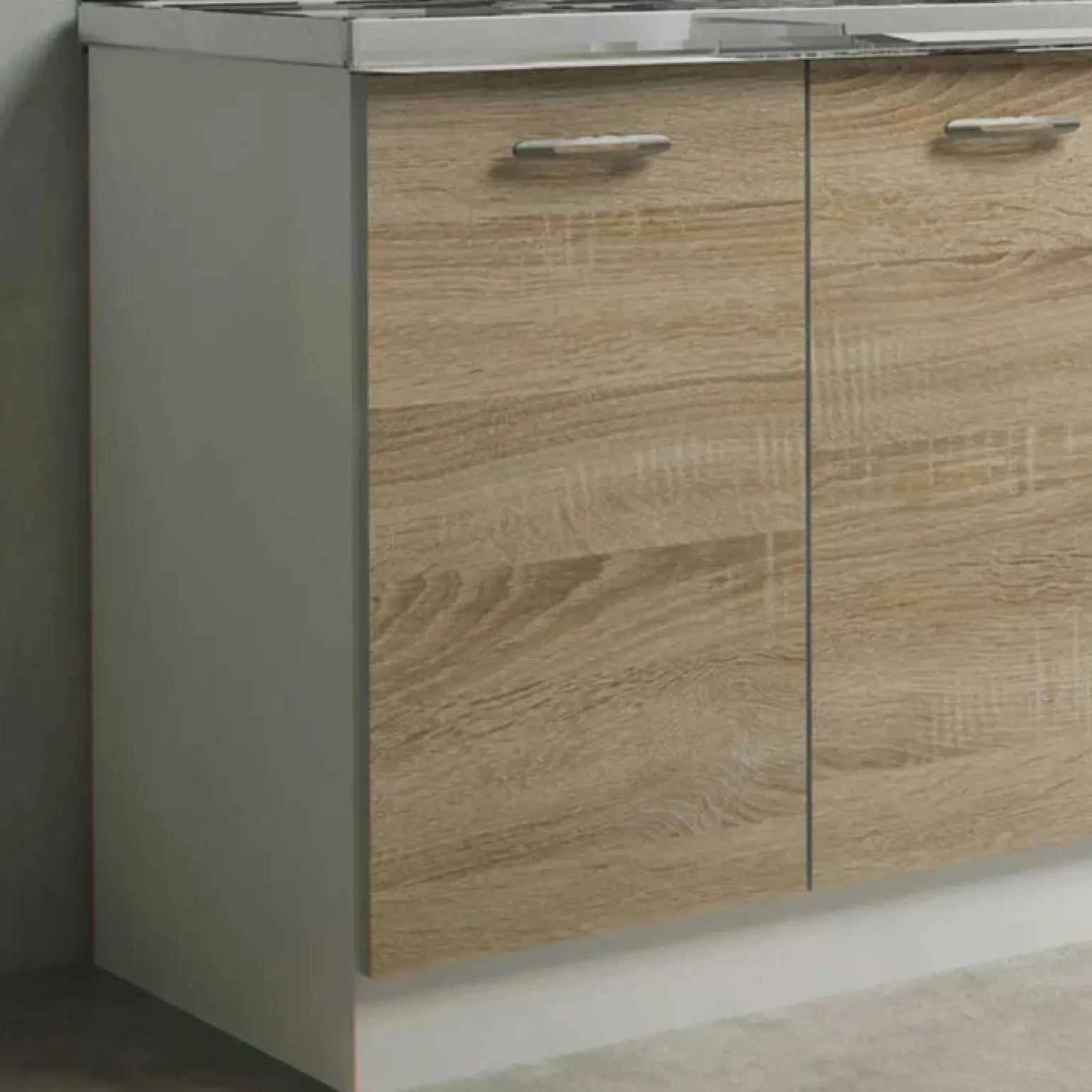 Cucina 260cm moderna lineare componibile rovere bianco vetro Cook