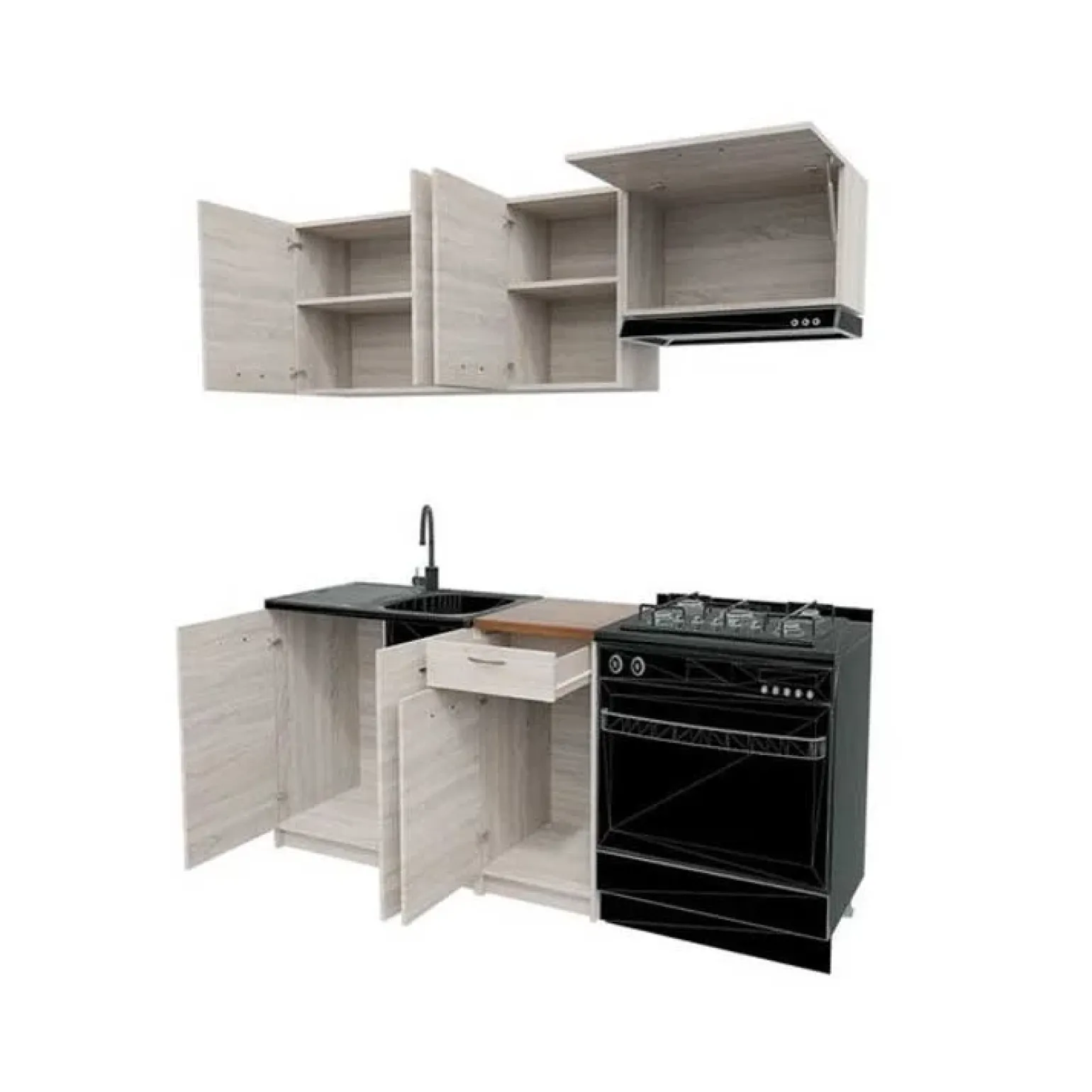 Cucina 180cm moderna lineare componibile rovere sonoma Dalia