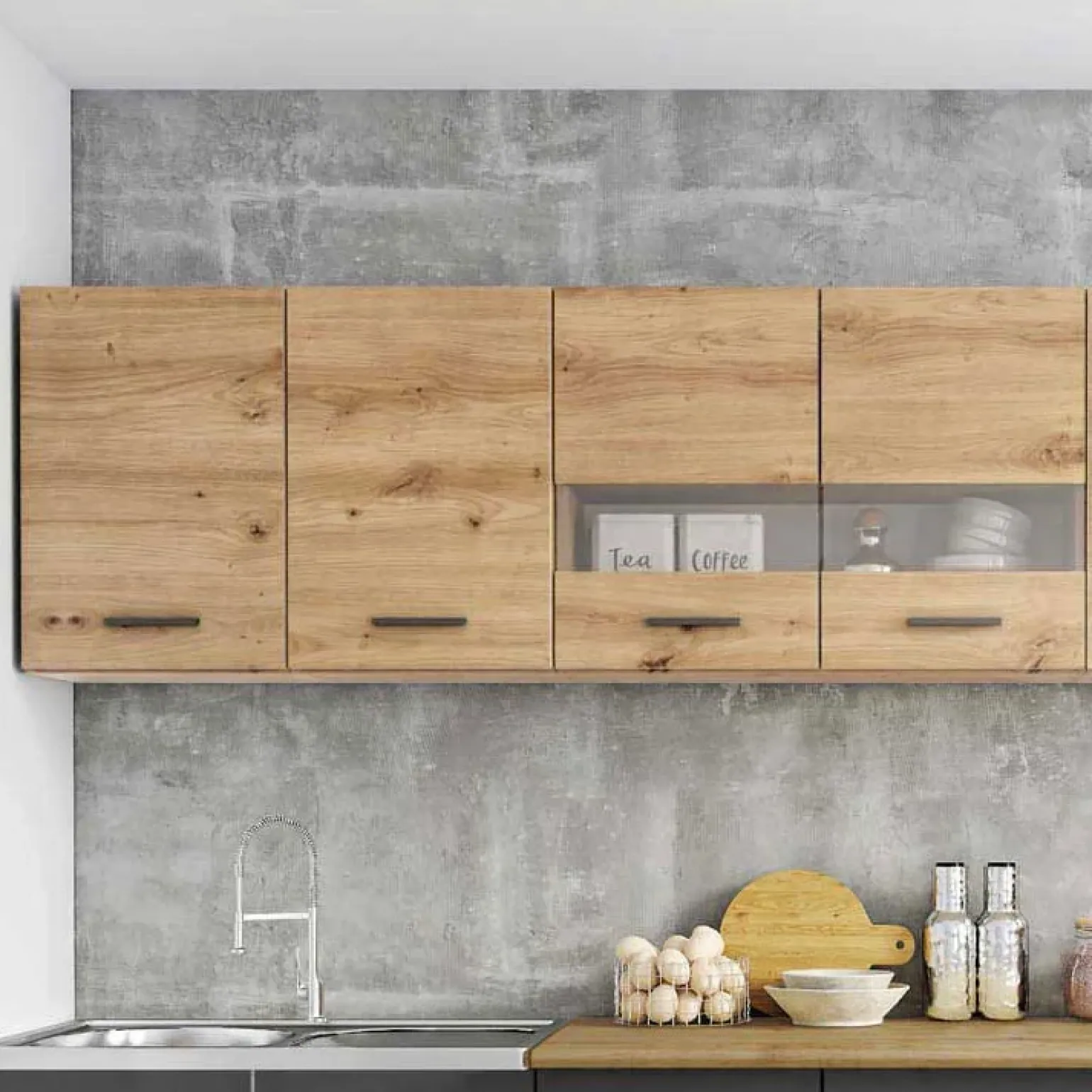 Cucina 260cm moderna lineare standard rovere grigio Cook