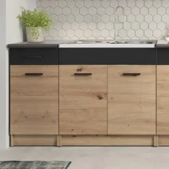 Cucina 240cm moderna lineare grigio rovere Erika