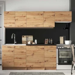 Cucina 240cm moderna lineare componibile quercia Dalia