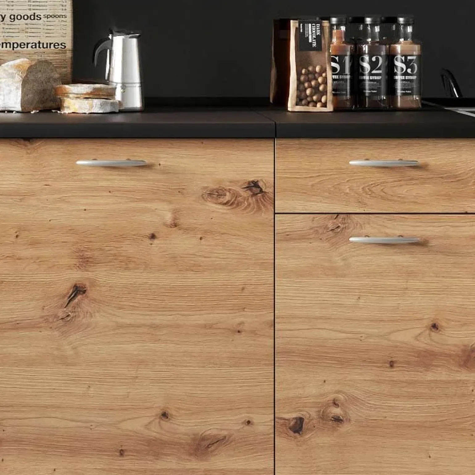 Cucina 240cm moderna lineare componibile quercia Dalia