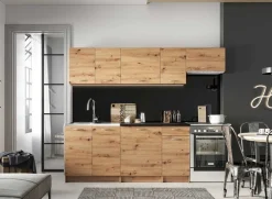 Cucina 240cm moderna lineare componibile quercia Dalia