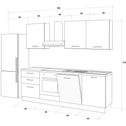 Cucina 240cm reversibile moderna lineare bianco frassinato grigio CookArt