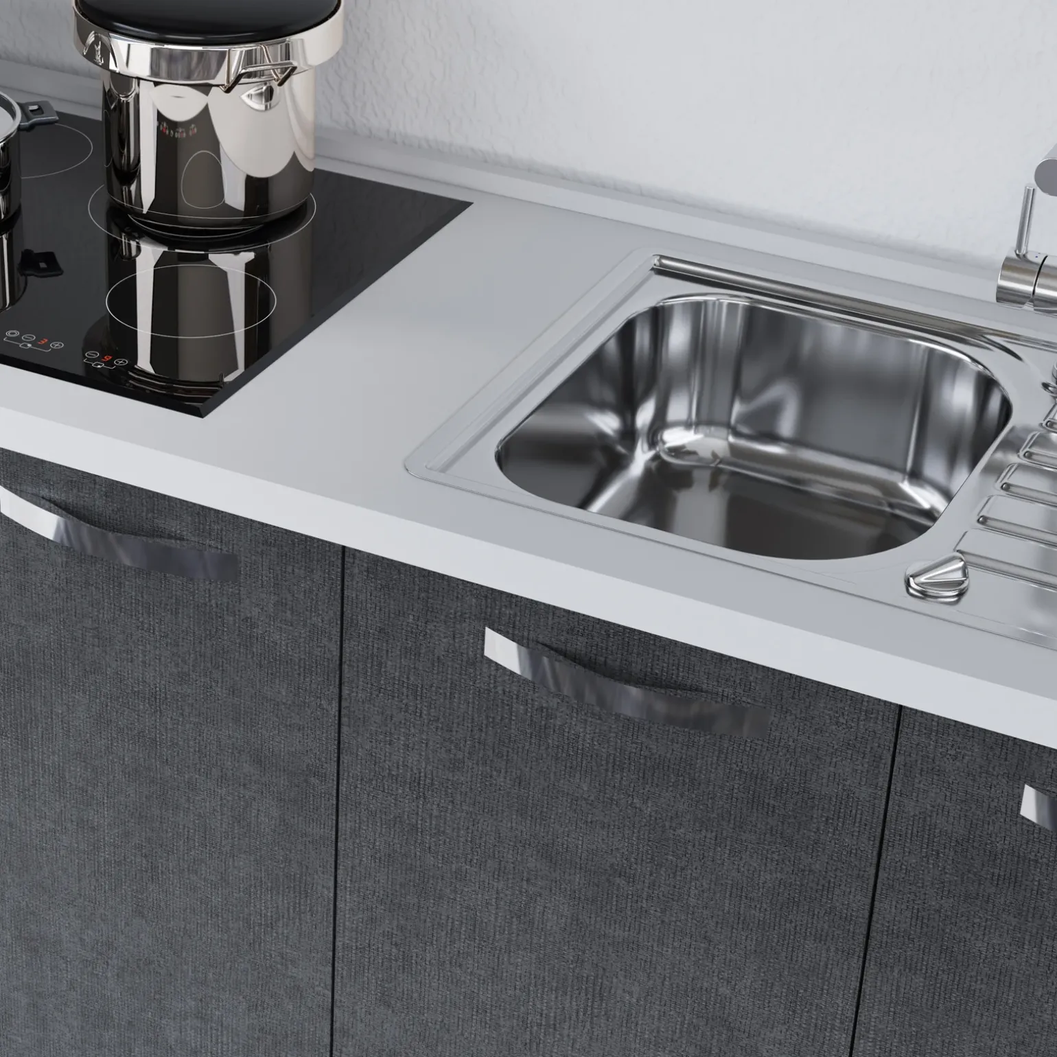 Cucina 300cm reversibile moderna lineare rovere antracite ChefStyle