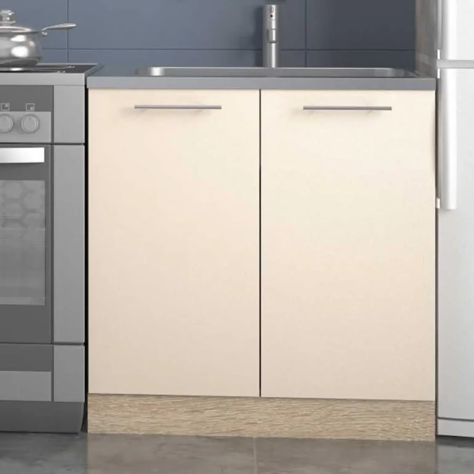 Cucina moderna 200cm lineare componibile beige rovere Matrix
