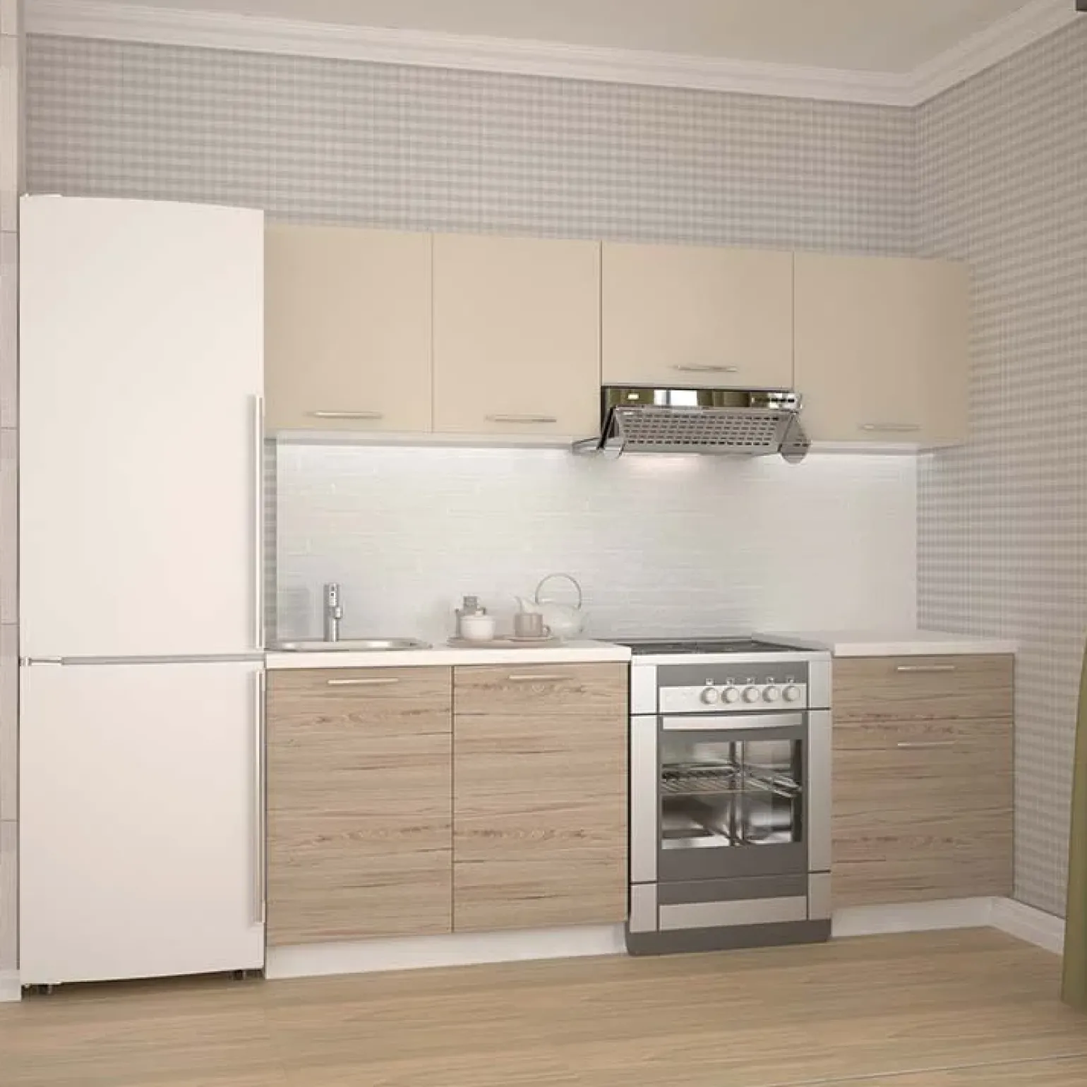 Cucina moderna standard 220cm rovere beige Noemi