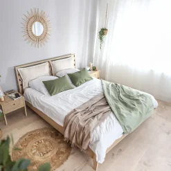 Cuscino decorativo per letto matrimoniale contenitore 160x200cm rovere Noor