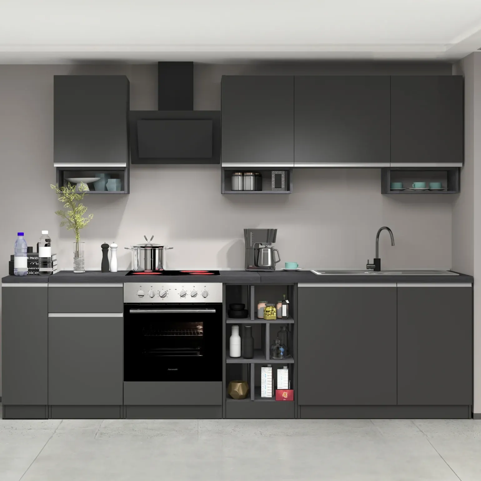 Dispensa cucina bassa 30x85h cm scorrevole antracite grigio pietra Gourmet