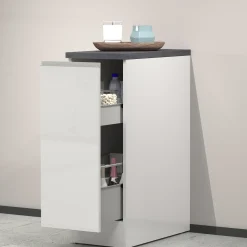 Dispensa cucina bassa 30x85h cm scorrevole bianco grigio pietra Gourmet
