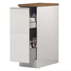 Dispensa cucina bassa 30x85h cm scorrevole bianco rovere Gourmet