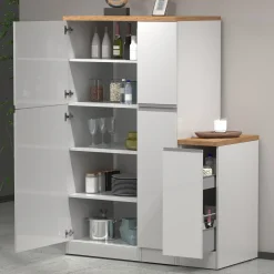 Dispensa cucina bassa 30x85h cm scorrevole bianco rovere Gourmet