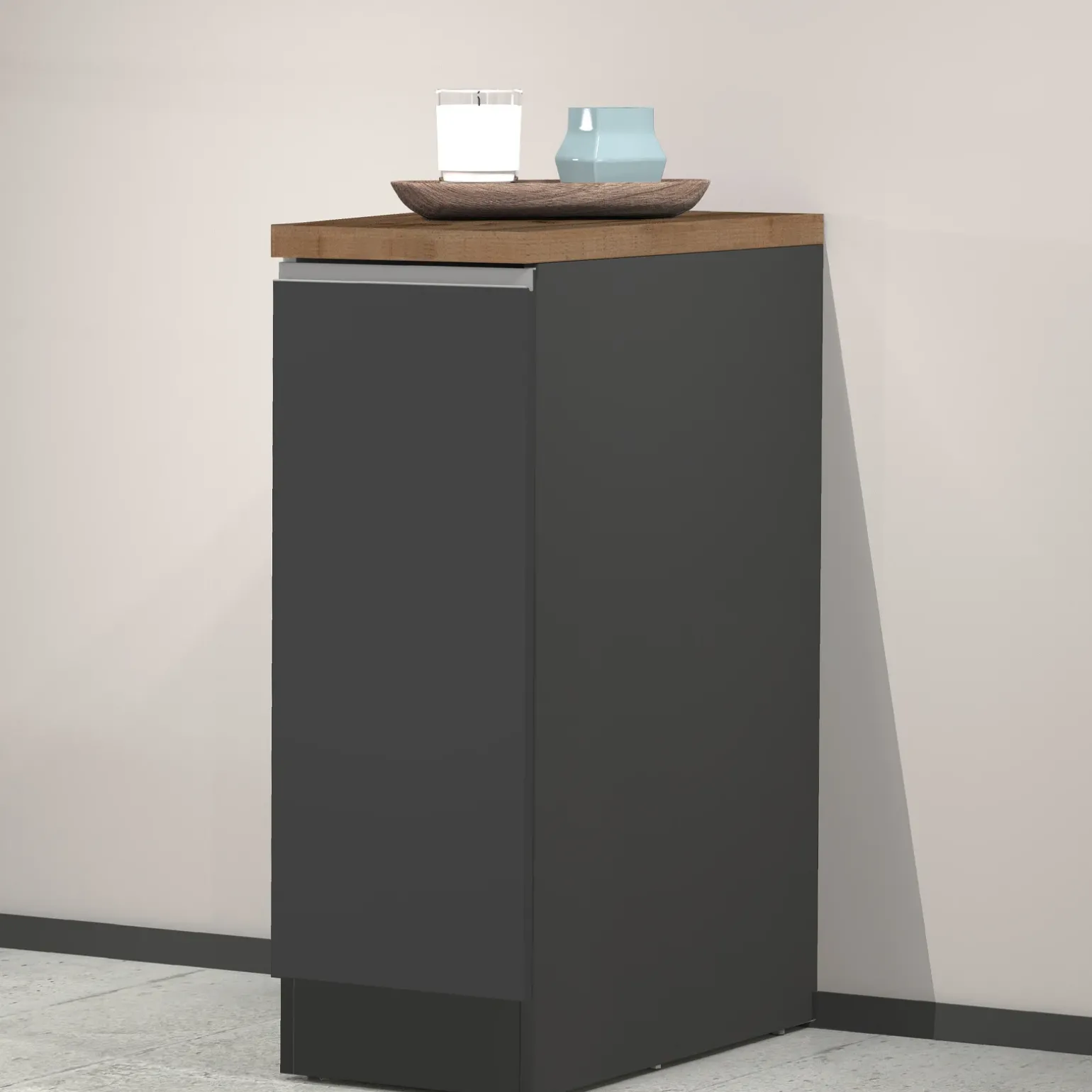 Dispensa cucina bassa 30x85h cm scorrevole antracite rovere Gourmet