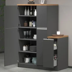 Dispensa cucina bassa 30x85h cm scorrevole antracite rovere Gourmet