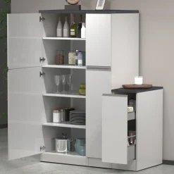 Dispensa cucina 60x165h cm 4 ripiani bianco grigio pietra Gourmet